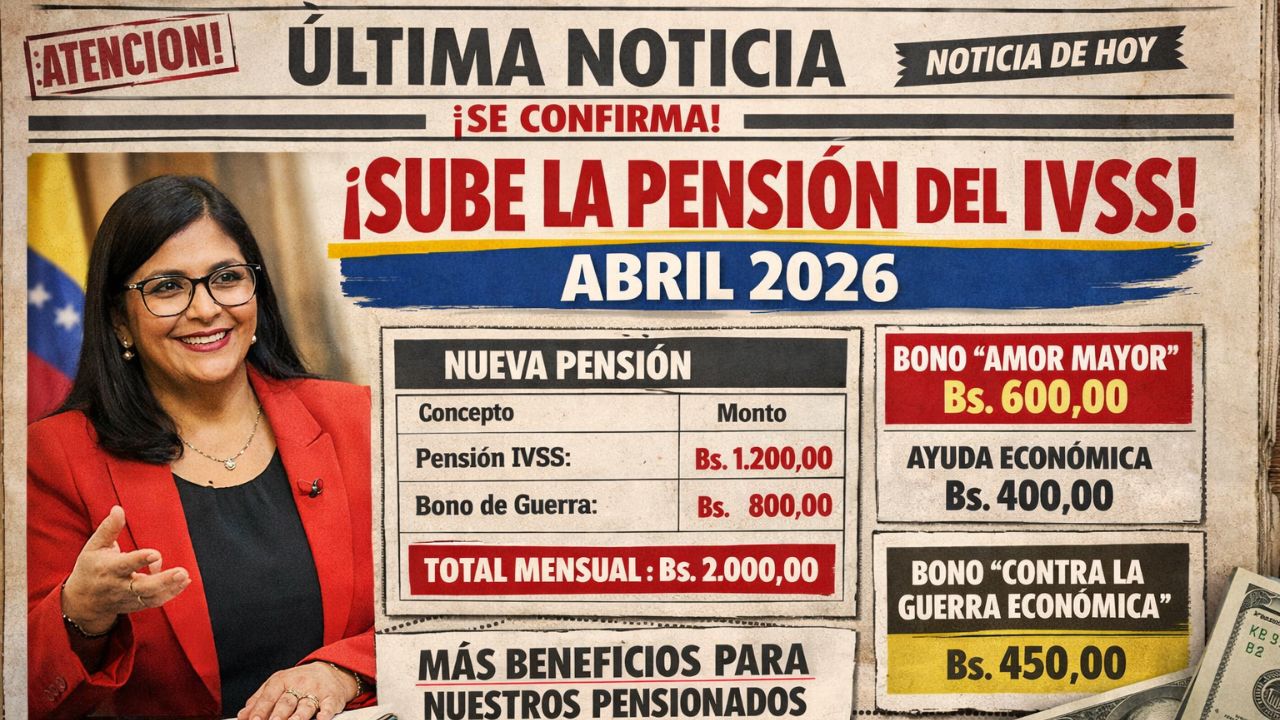 Sube la pensión del IVSS en abril de 2026: salario actualizado, tabla y bonos adicionales